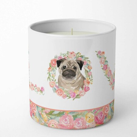 CAROLINES TREASURES 3.75 x 3.25 in. Unisex Pug No.2 Love 10 oz Decorative Soy Candle WDK4609CDL